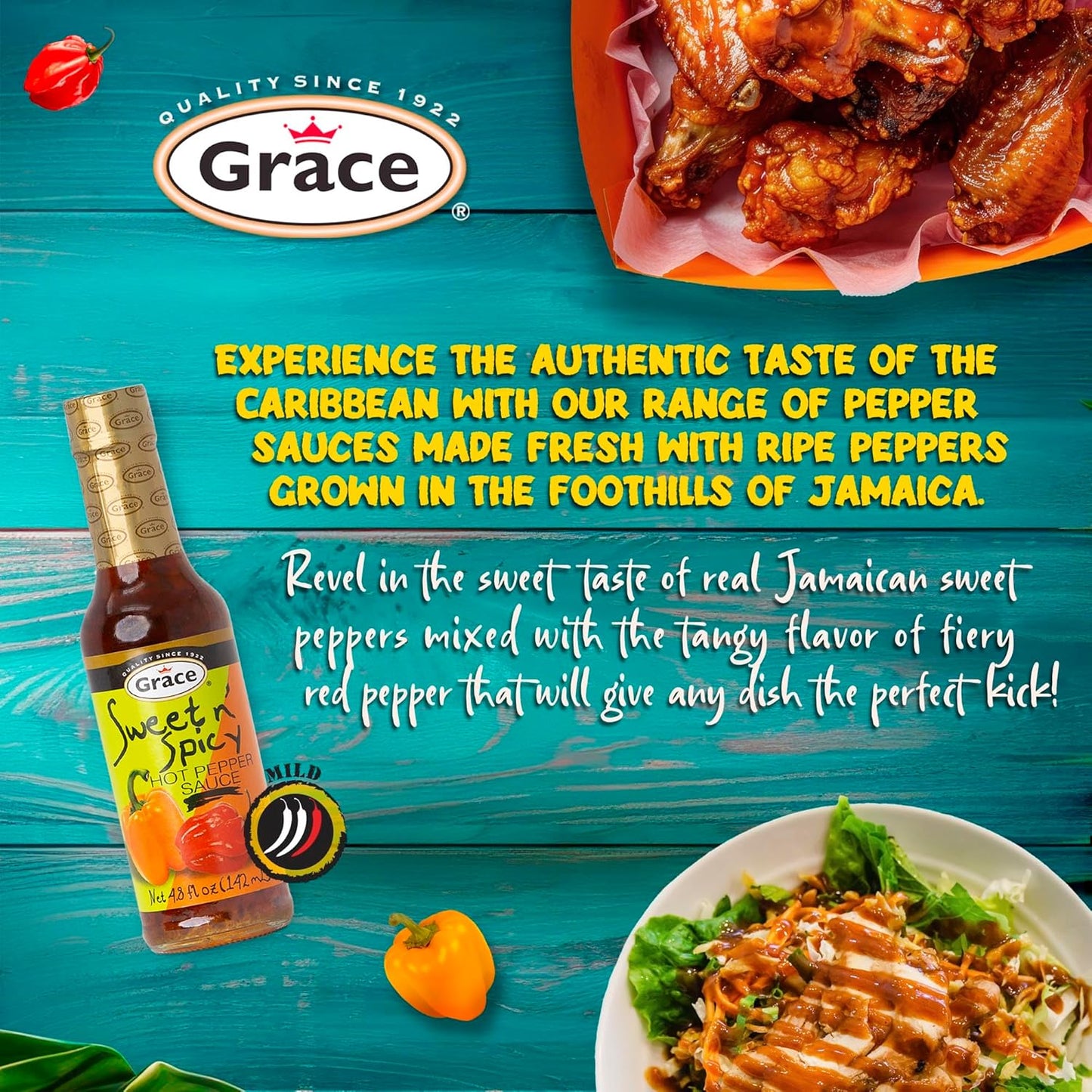Grace Sweet N' Spicy Hot Pepper Sauce 4.8 FL Oz